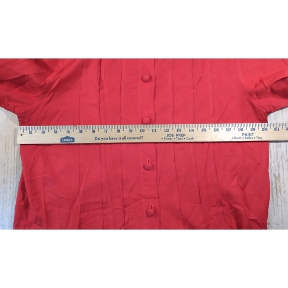Talbots red 100% silk button front blouse size 14 - Picture 4 of 8